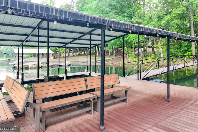 dock area featuring a water view