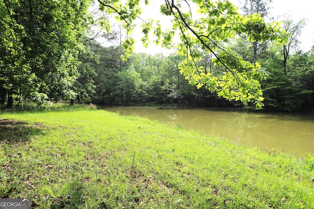 view of yard with a water view