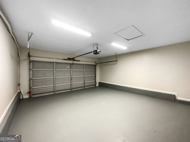 garage with a garage door opener