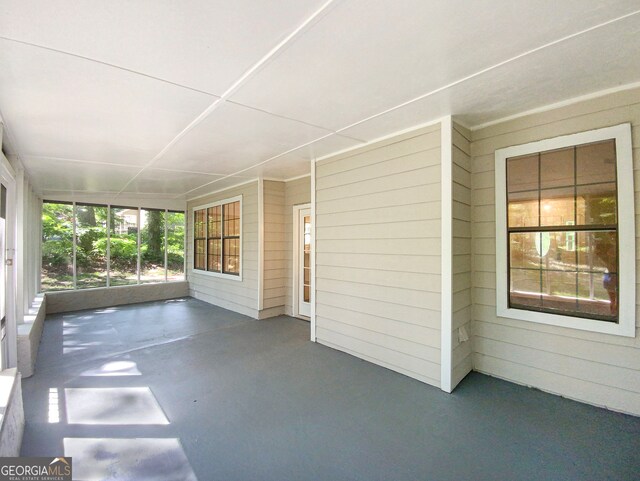 view of unfurnished sunroom