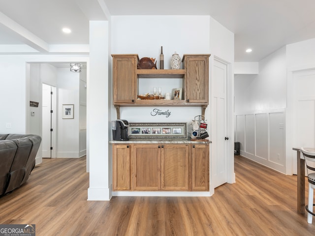 kitchen with hardwood / wood-style floors