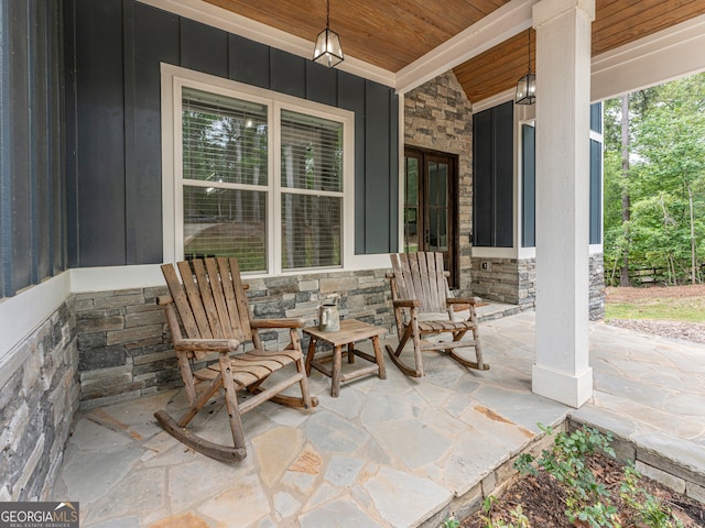 view of patio featuring covered porch