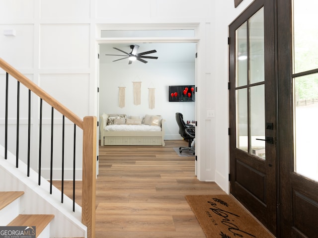 entrance foyer featuring light hardwood / wood-style flooring