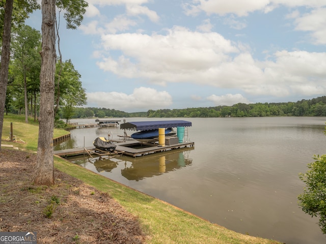 view of dock featuring a water view