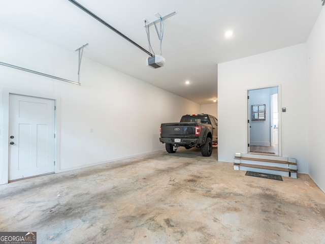 garage with a garage door opener