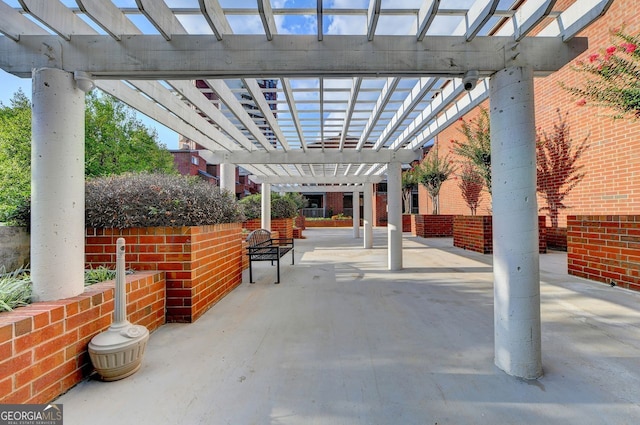 view of patio featuring a pergola