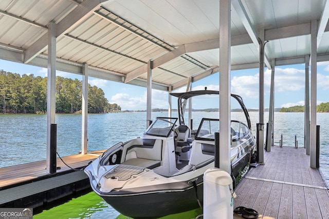 dock area featuring a water view