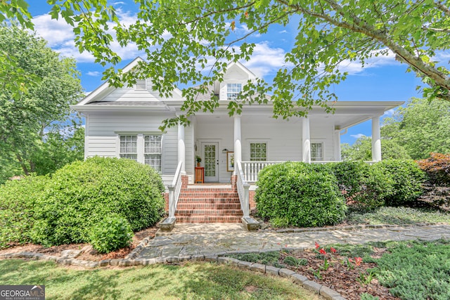 view of front of home featuring covered porch