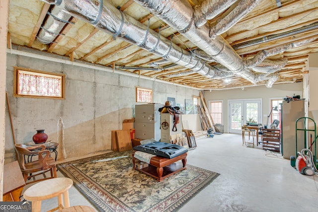 basement with french doors