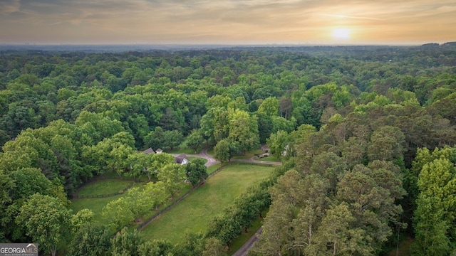 view of aerial view at dusk