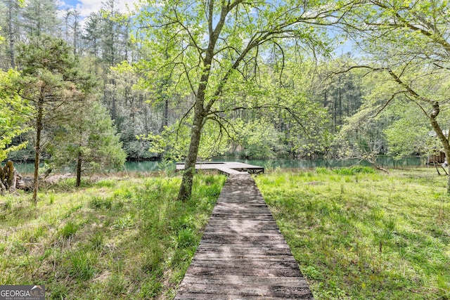 view of property's community with a water view