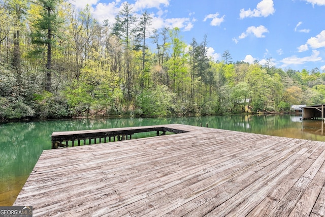 view of dock featuring a water view