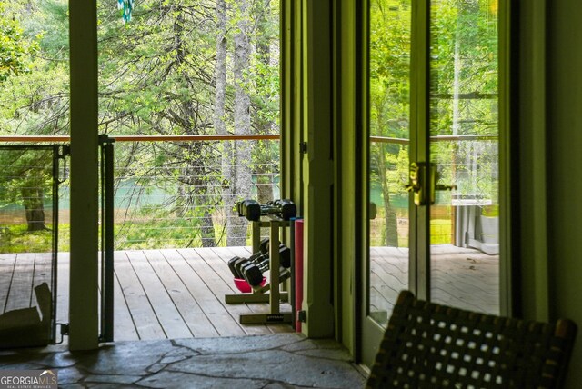 doorway to outside with hardwood / wood-style floors