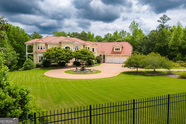 view of yard featuring a garage