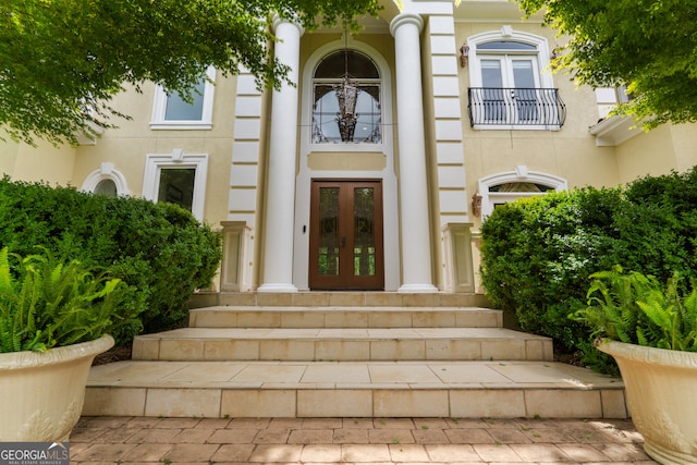 property entrance with french doors