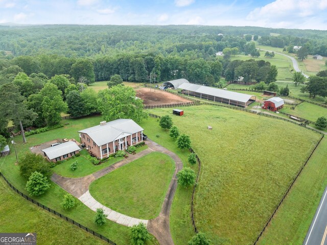 aerial view with a rural view