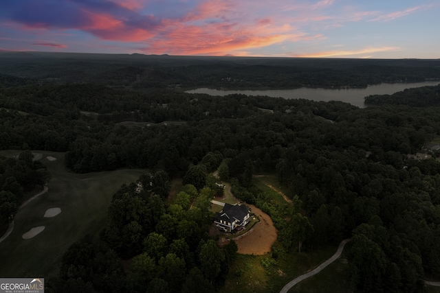 view of aerial view at dusk