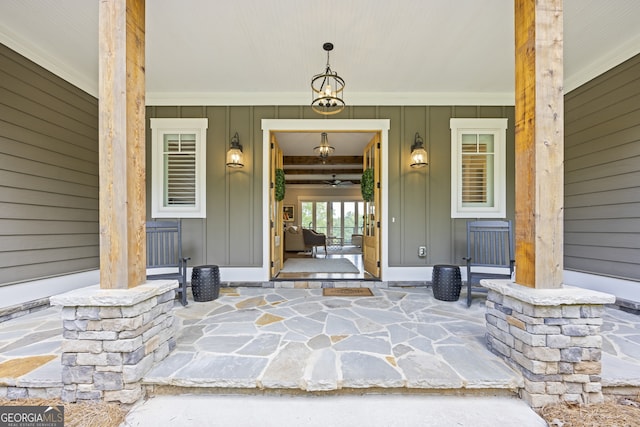 doorway to property with a porch