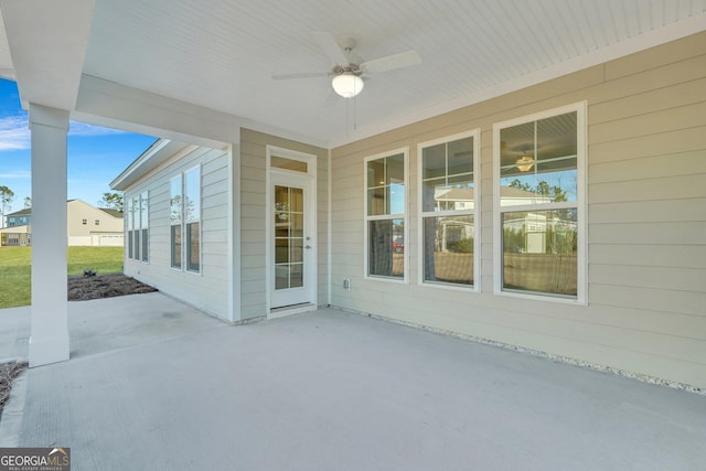 view of patio / terrace with ceiling fan