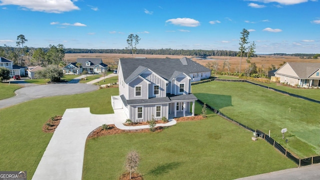 view of front of home with a front yard