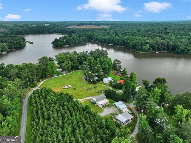 bird's eye view featuring a water view