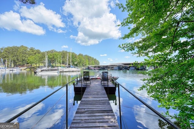 dock area featuring a water view