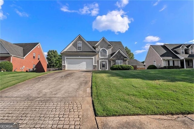 view of front of home with a front lawn