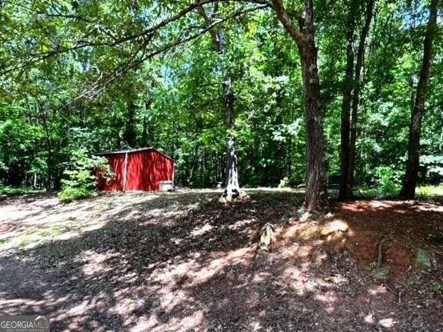 view of yard with a shed