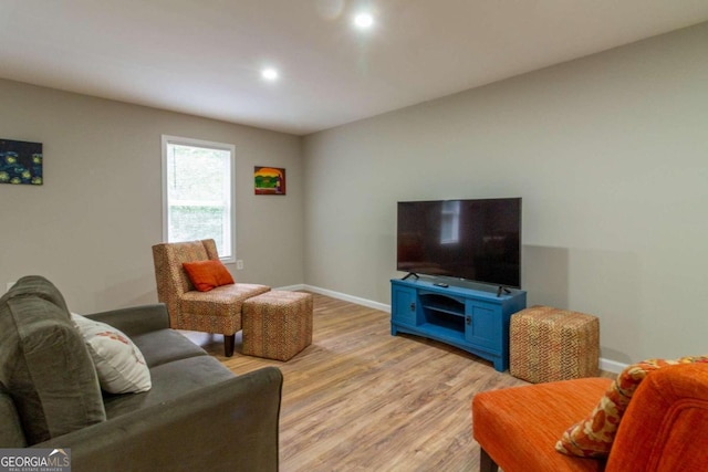 living room featuring light hardwood / wood-style floors