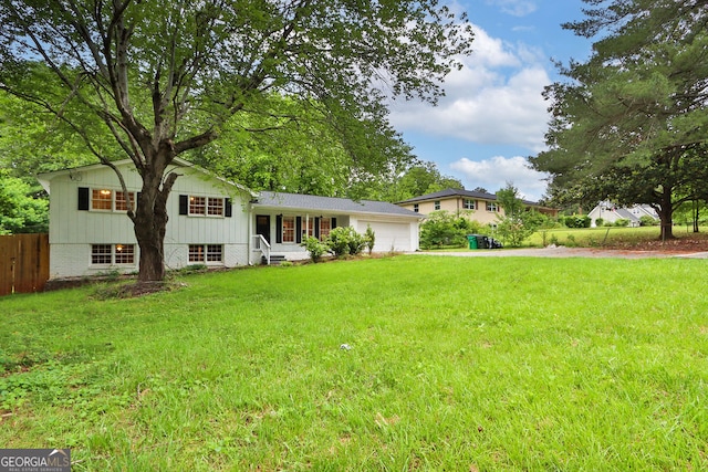 view of yard with a garage