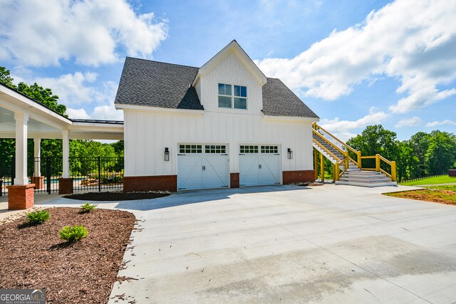 view of home's exterior with a garage