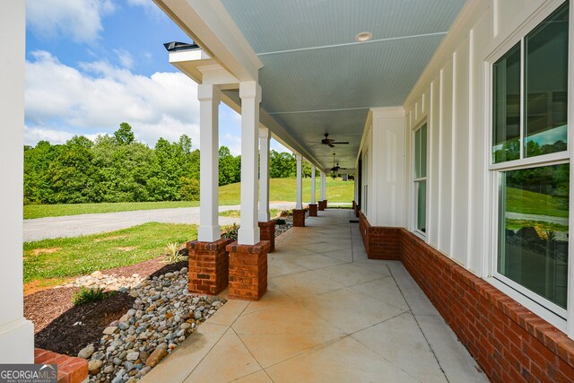 view of terrace featuring a porch