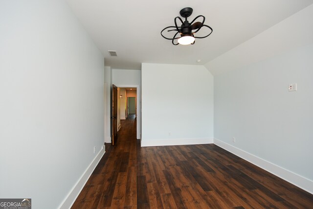 empty room featuring hardwood / wood-style flooring and ceiling fan