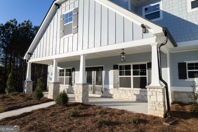 exterior space featuring covered porch