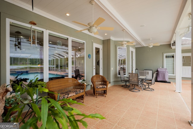 view of patio / terrace featuring outdoor lounge area and ceiling fan