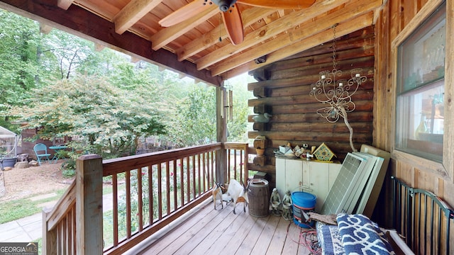 deck featuring ceiling fan