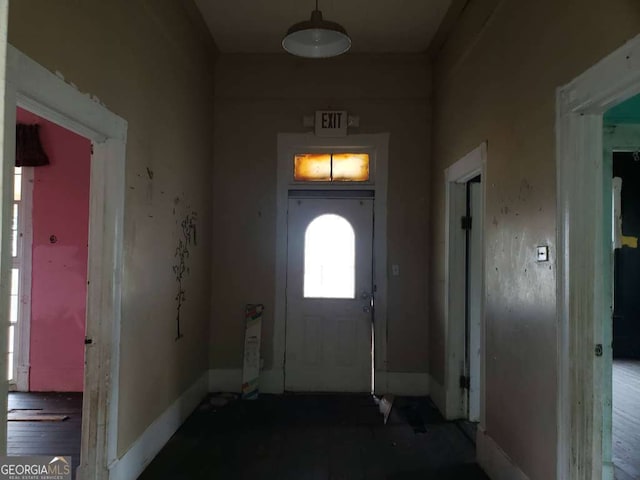 foyer featuring wood-type flooring