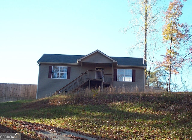 view of single story home