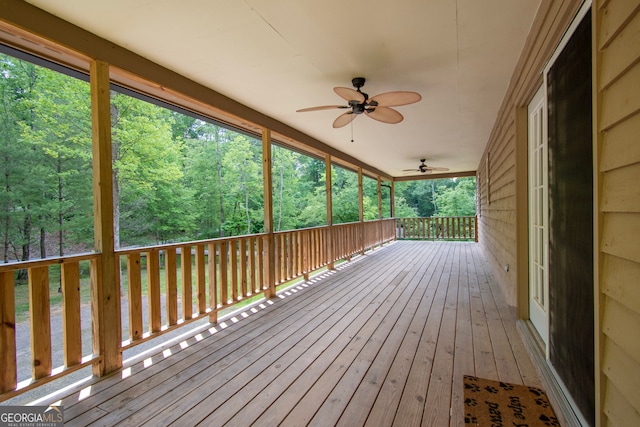 deck featuring ceiling fan