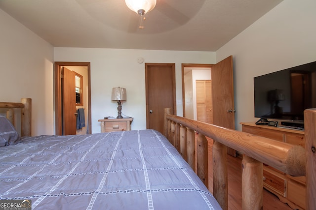 bedroom featuring ceiling fan