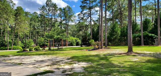 view of yard featuring a trampoline