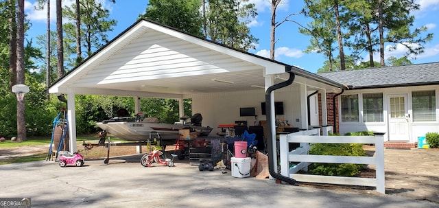 exterior space featuring a carport