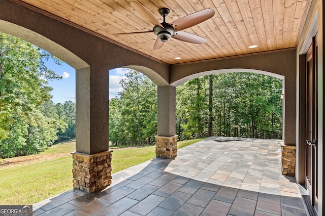 view of patio with ceiling fan