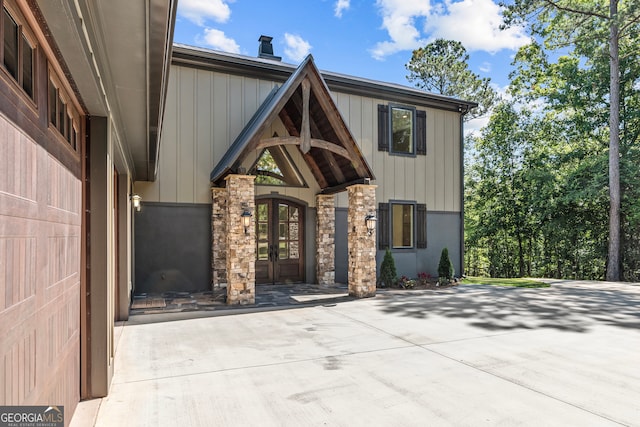 exterior space featuring french doors