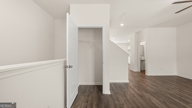 interior space featuring sink and dark hardwood / wood-style floors