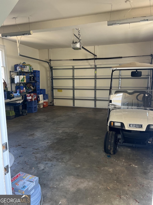 garage with a garage door opener