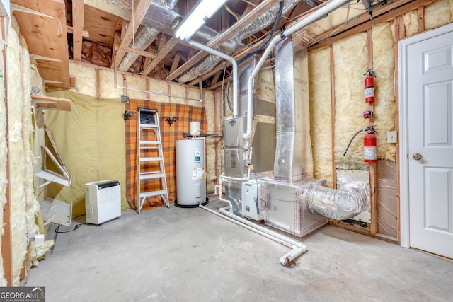 basement with water heater