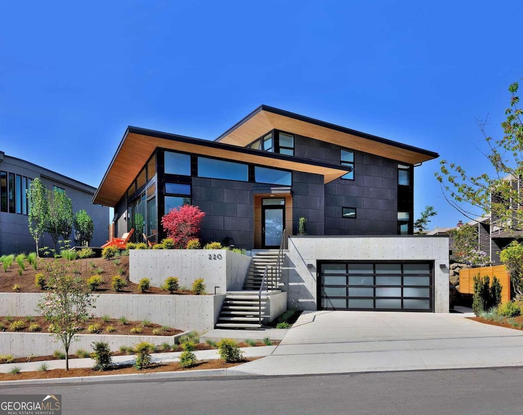 contemporary house with a garage