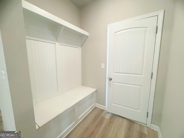 mudroom with light wood-type flooring