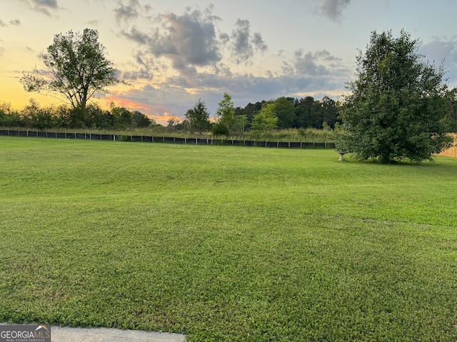 view of yard at dusk